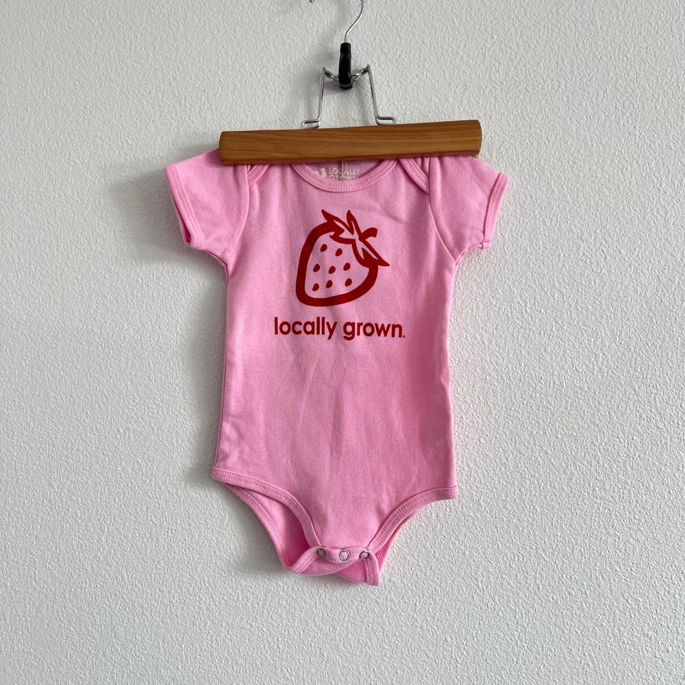 NWT Made in the USA Locally Grown Pink Strawberry Bodysuit 3-6 Month Soft Earthy